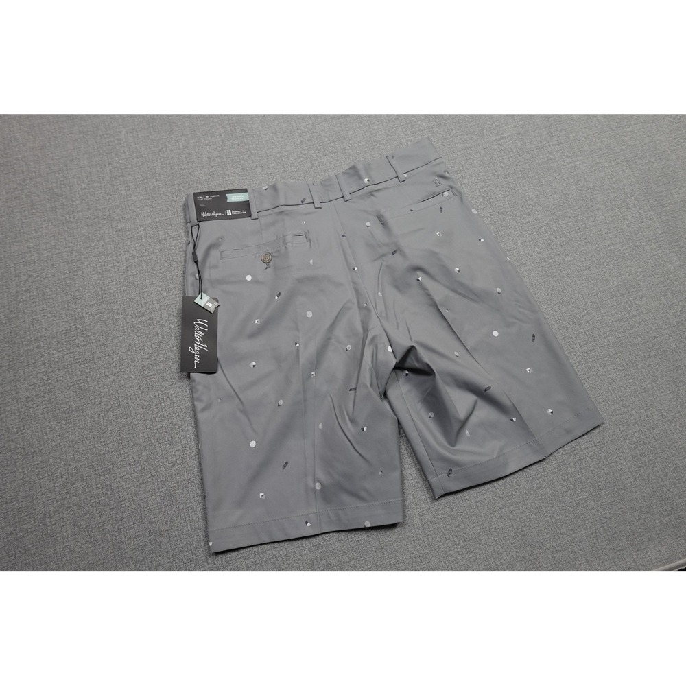Walter Hagen Perfect 11 Shorts Mens 34 Gray Art Deco Print Golf 10 Inseam NWT
